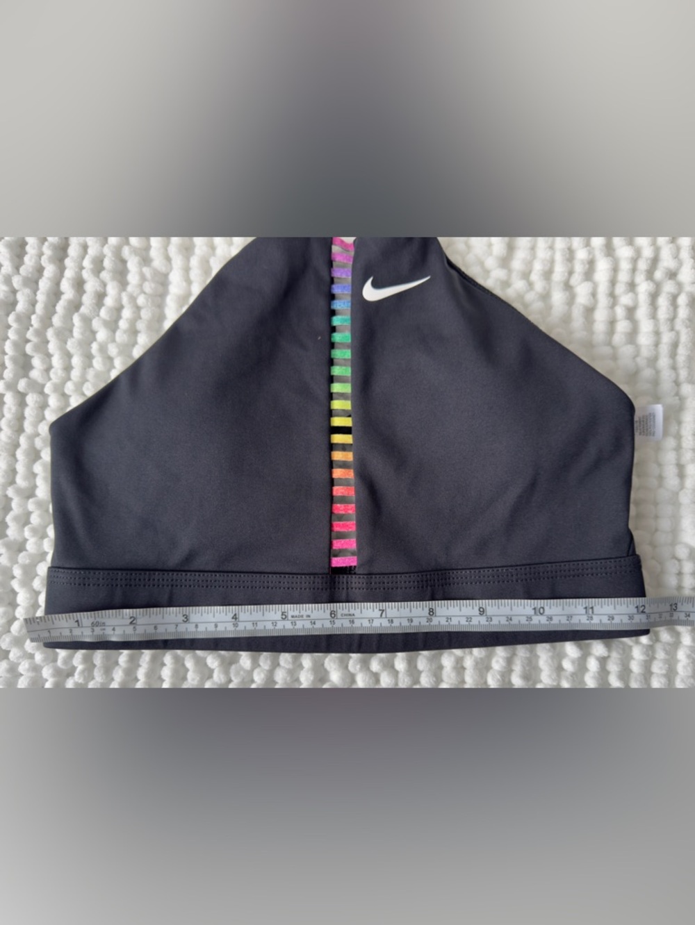 Nike Women's Black Sports Bra with Rainbow Stripe - Picture 4 of 8